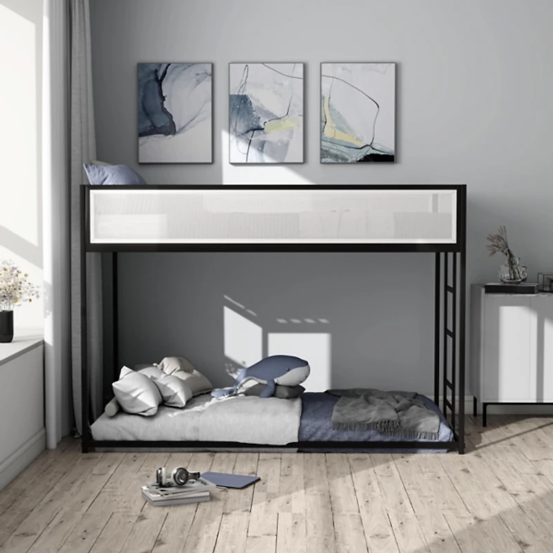 Black & White Mesh Nellie Twin Bunk Bed