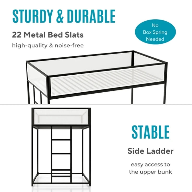 Black & White Mesh Nellie Twin Bunk Bed