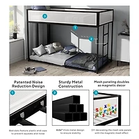 Black & White Mesh Nellie Twin Bunk Bed