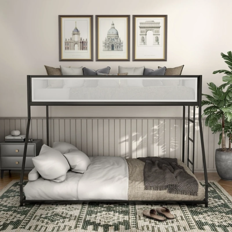 Black & White Mesh Nellie Twin Over Full Bunk Bed