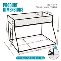 Black & White Mesh Nellie Twin Over Full Bunk Bed