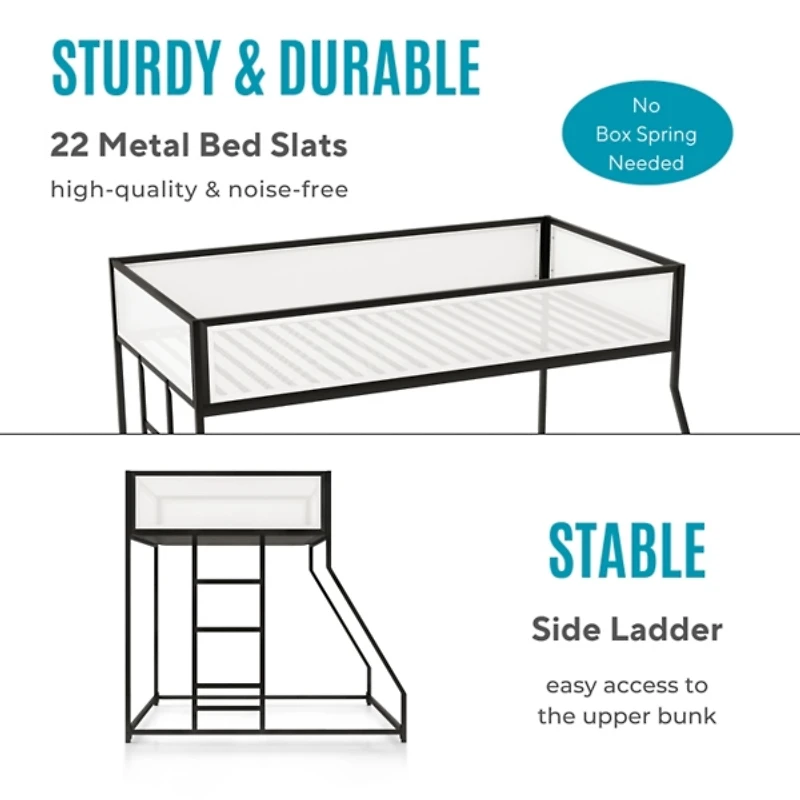 Black & White Mesh Nellie Twin Over Full Bunk Bed