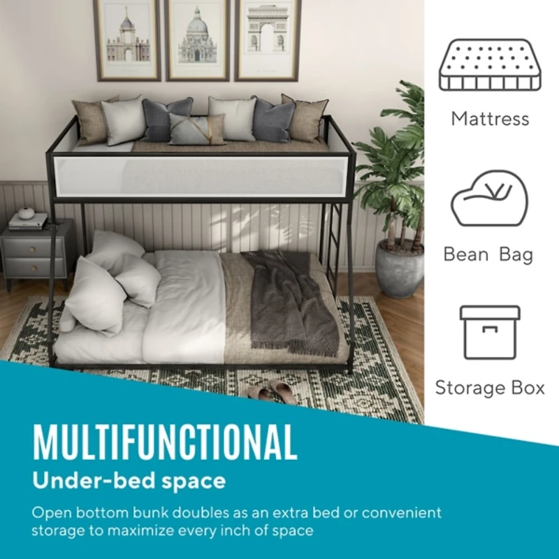 Black & White Mesh Nellie Twin Over Full Bunk Bed