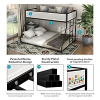 Black & White Mesh Nellie Twin Over Full Bunk Bed