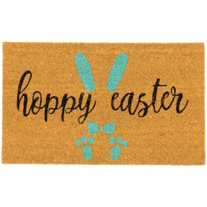 Hoppy Easter Blue Bunny Doormat
