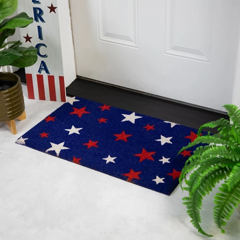 Red and White Star 4th of July Doormat