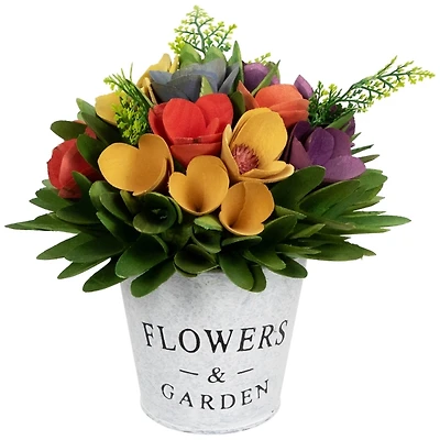 Colorful Wooden Floral Arragement in Pot