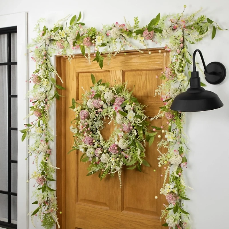 Pink and White Hydrangea Berry Garland, 5ft.