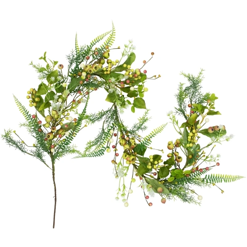 Berry and Crabapple Fern Garland, 5ft.