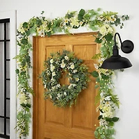 White Hydrangea and Eucalyptus Garland, 5ft.