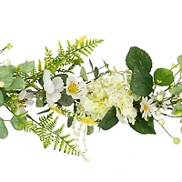 White Hydrangea and Eucalyptus Garland, 5ft.