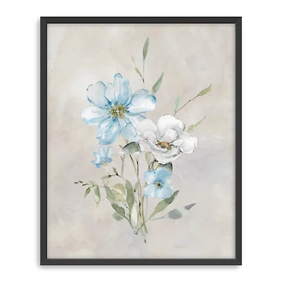 Vintage Blue and White Floral Framed Art Print