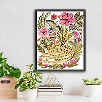 Jungle Cat and Two Birds Framed Art Print