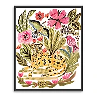 Jungle Cat and Two Birds Framed Art Print