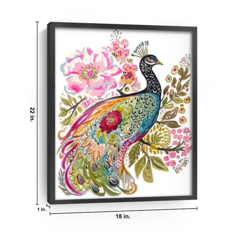 Floral Peacock Framed Art Print