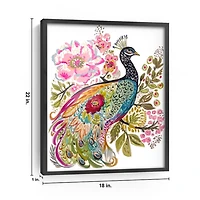 Floral Peacock Framed Art Print