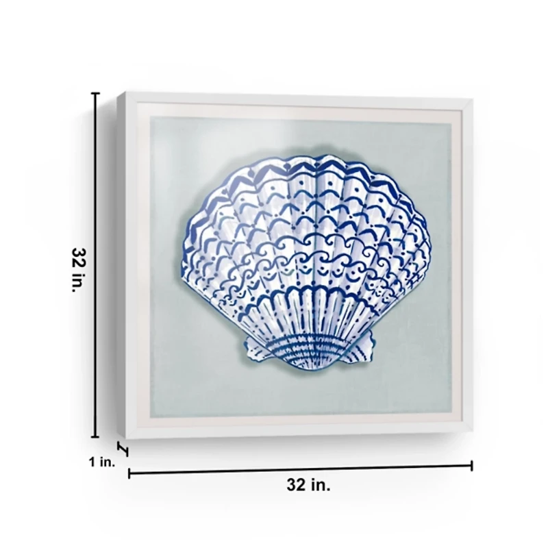 Blue Fun Shell Framed Art Print, 32x32