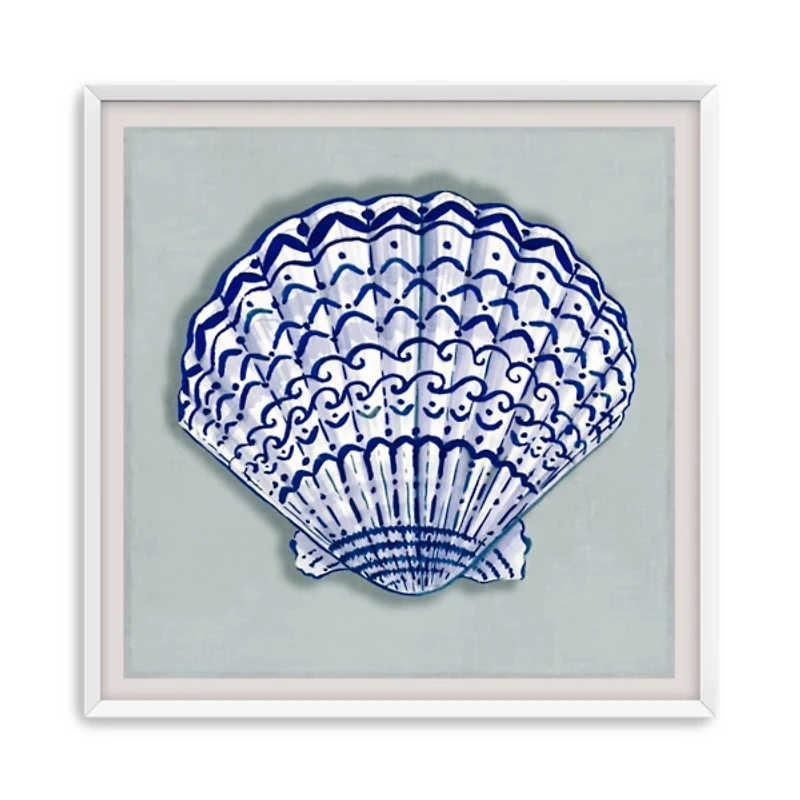 Blue Fun Shell Framed Art Print, 32x32