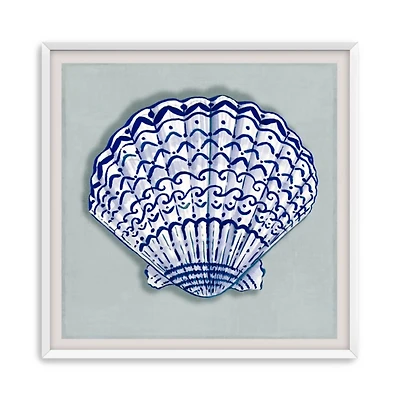 Blue Fun Shell Framed Art Print, 32x32
