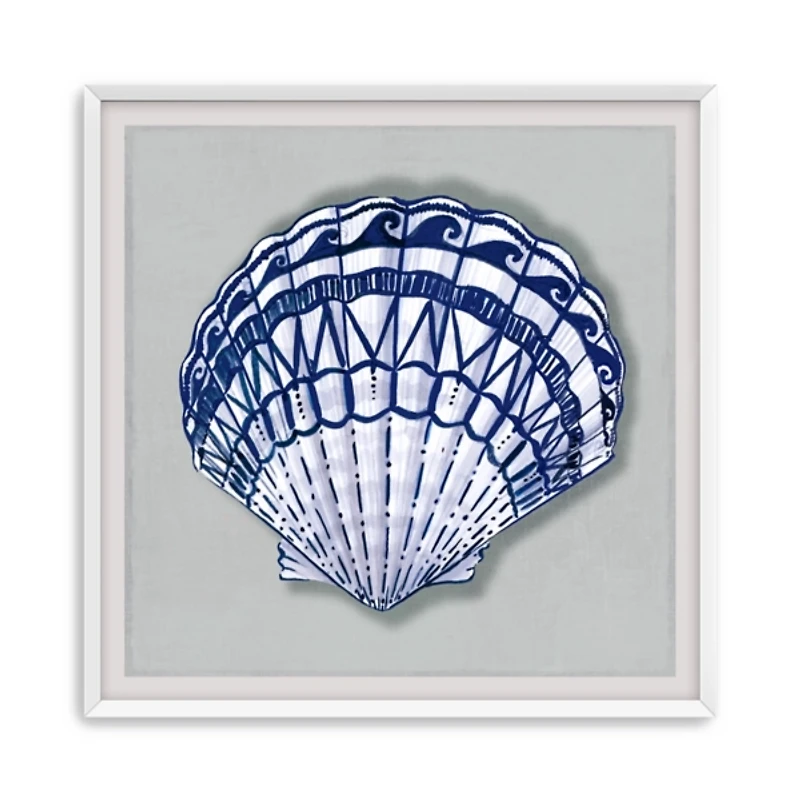 Blue Clam Shell Framed Art Print