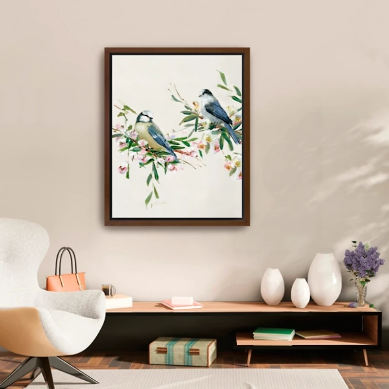Songbird Duo I Framed Canvas Art Print, 26x32