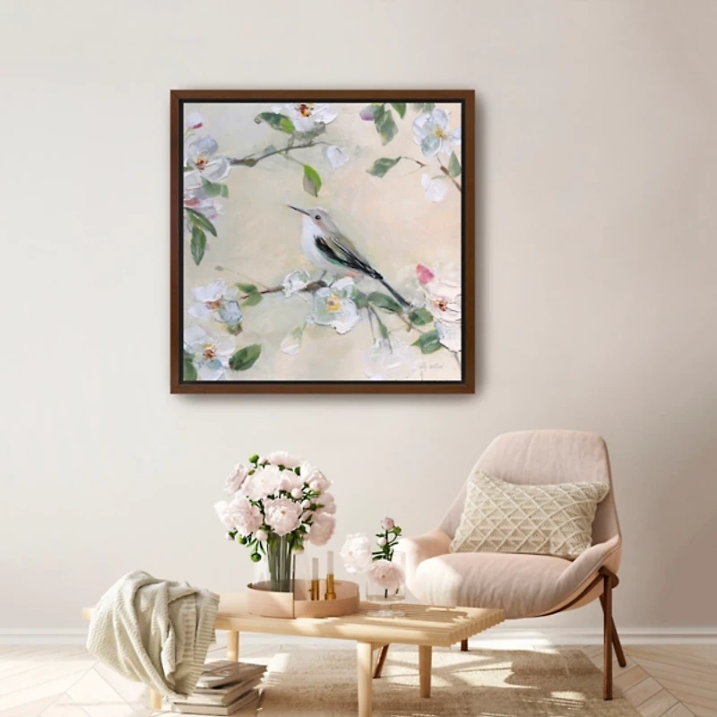 Blushing Birds and Blooms III, 30x30