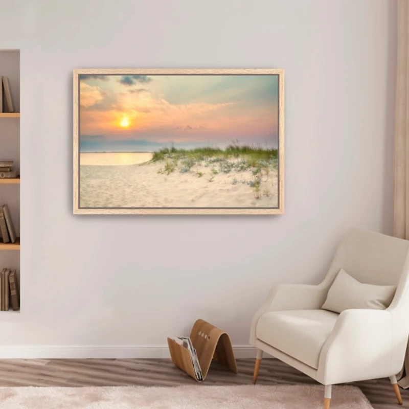 Morning Beach Framed Canvas Art Print
