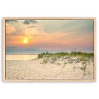 Morning Beach Framed Canvas Art Print