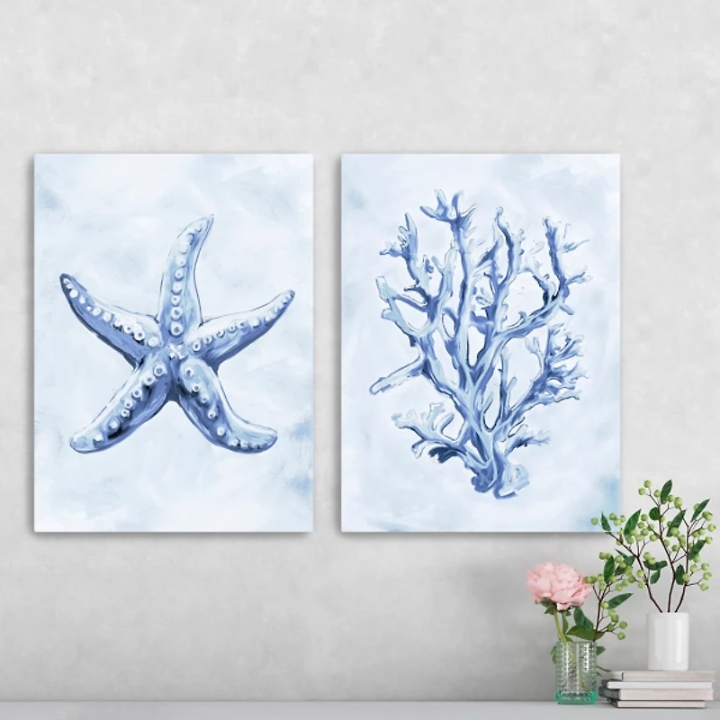Blue Sea Treasures Canvas Art Prints, Set of 2