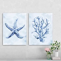 Blue Sea Treasures Canvas Art Prints, Set of 2