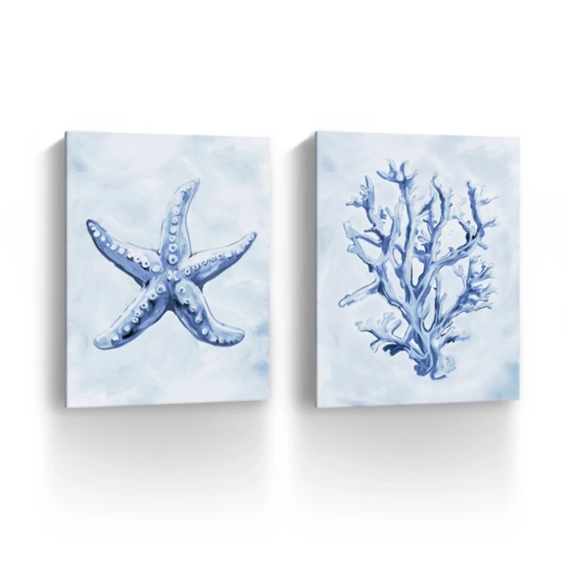 Blue Sea Treasures Canvas Art Prints, Set of 2