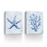 Blue Sea Treasures Canvas Art Prints, Set of 2