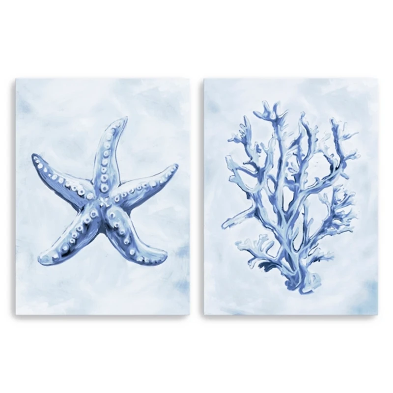 Blue Sea Treasures Canvas Art Prints, Set of 2
