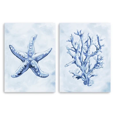 Blue Sea Treasures Canvas Art Prints, Set of 2