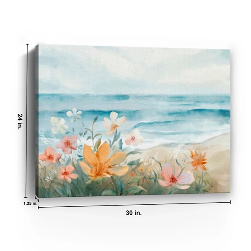 Floral By The Beach Canvas Art Print