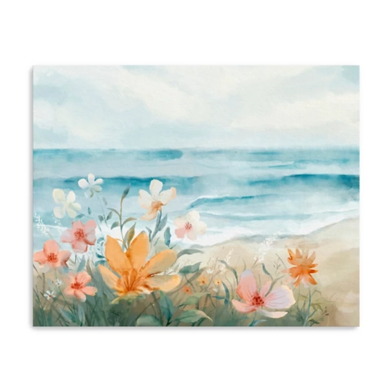 Floral By The Beach Canvas Art Print