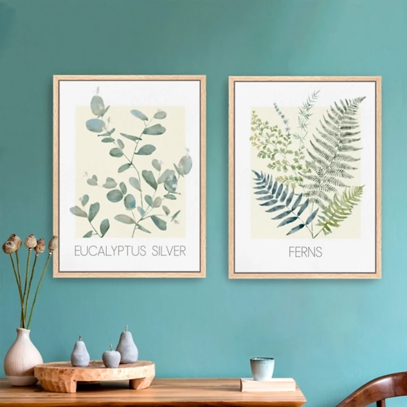 Serene Greens Framed Canvas Art Prints, Set of 2