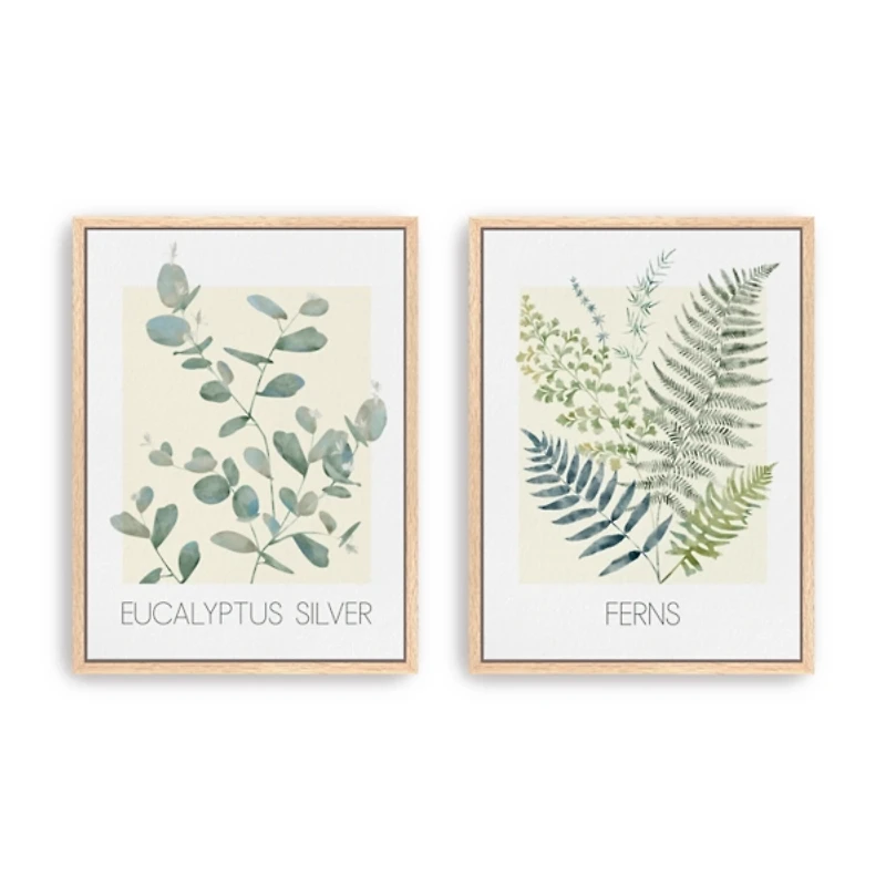 Serene Greens Framed Canvas Art Prints, Set of 2