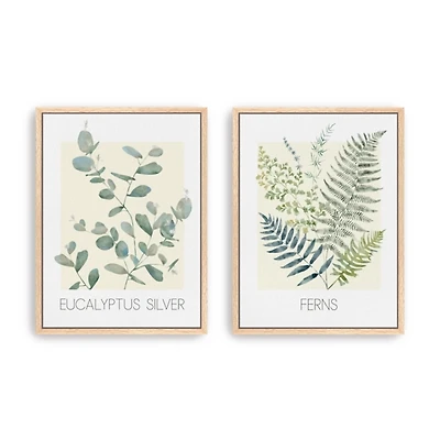 Serene Greens Framed Canvas Art Prints, Set of 2