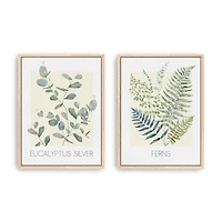 Serene Greens Framed Canvas Art Prints, Set of 2