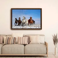 Mongolia Horses Framed Canvas Art Print, 48x32