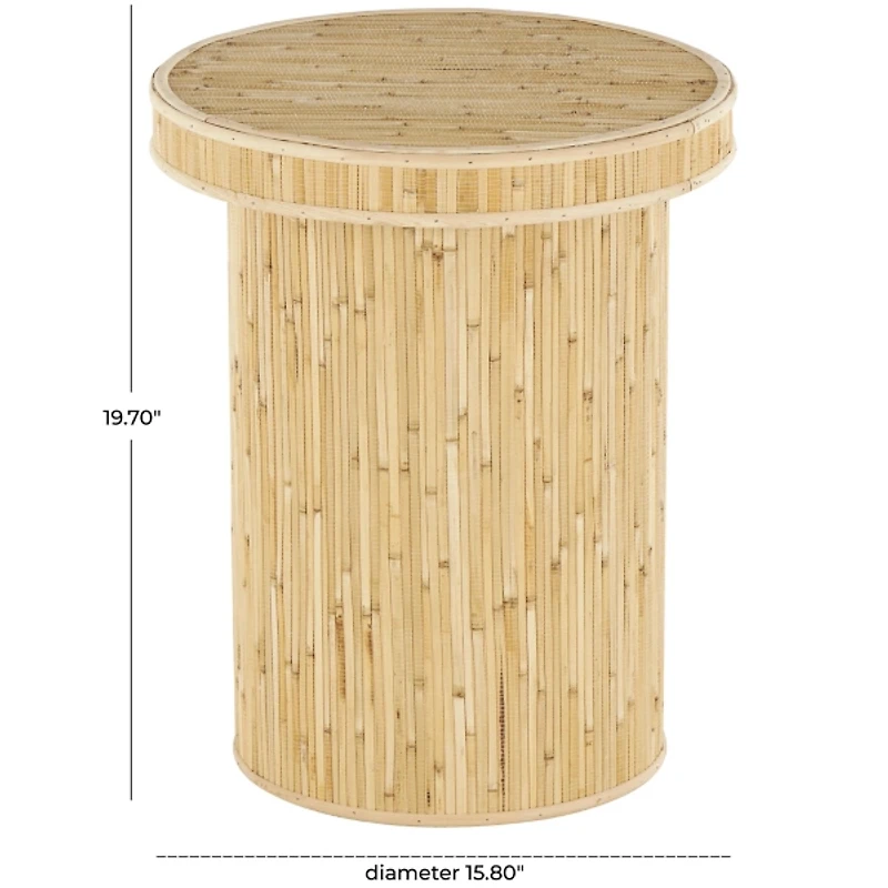 Honey Wood Cylinder Accent Table