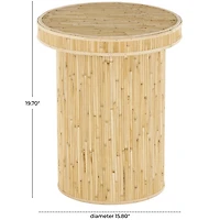 Honey Wood Cylinder Accent Table