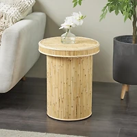 Honey Wood Cylinder Accent Table