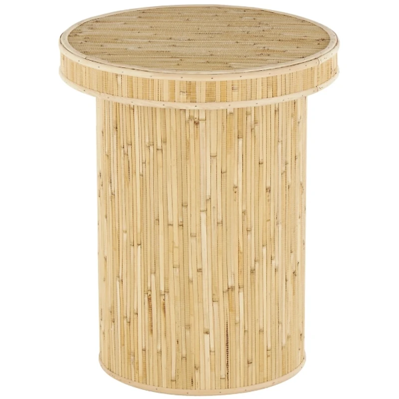 Honey Wood Cylinder Accent Table