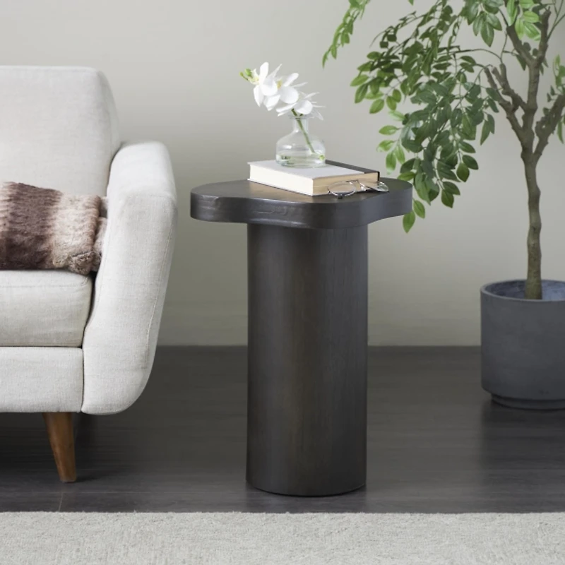 Modern Shaped Black Wood Accent Table