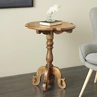 Traditional Scrolled Legs Brown Accent Table