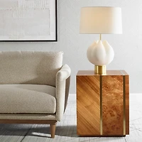 Maple Acacia & Burlwood Square Accent Table