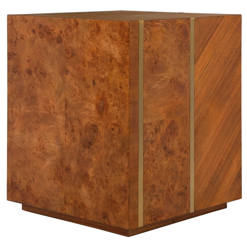 Maple Acacia & Burlwood Square Accent Table