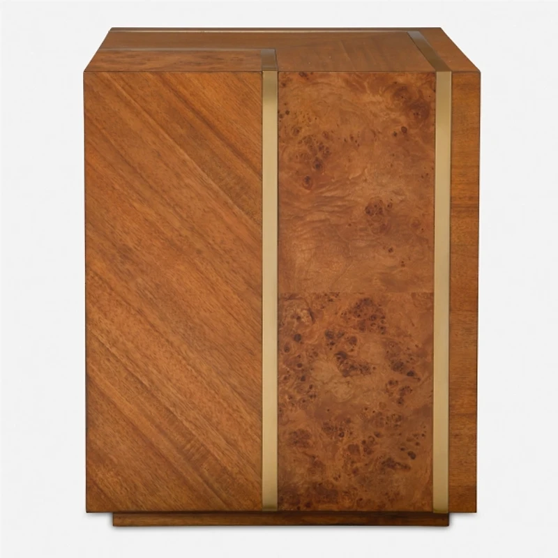 Maple Acacia & Burlwood Square Accent Table